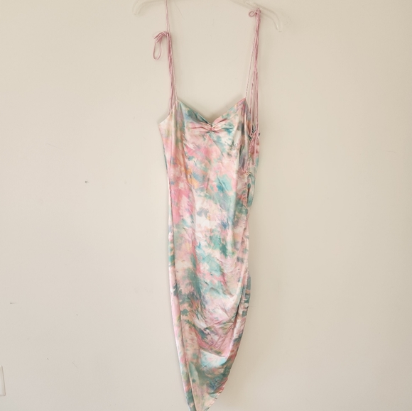 For Love & Lemons Call Me Tie-Dye Colorful Pastel Open Back Midi Dress XS - Picture 5 of 8